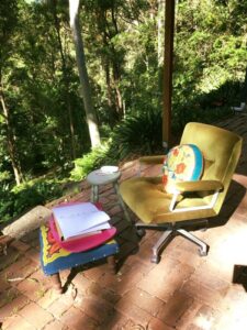 Writing outside amongst the trees and the birds. 